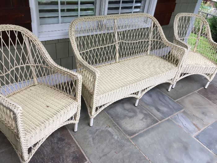 Yellow Maine cottage outdoor furniture