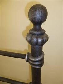 GUN METAL HEADBOARD, FRAME. INCLUDES PILLOW TOP MATTRESS
