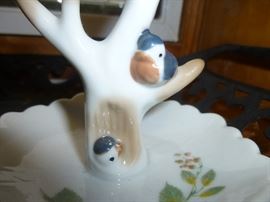 VINTAGE BIRDS IN TREE RING HOLDER / JEWELRY TRAY