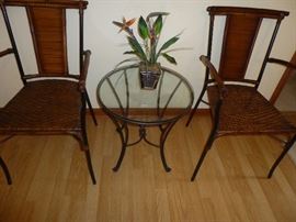 HAND-WOVEN RATTAN 3 PIECE BISTRO SET IN AN AGED JAVA FINISH