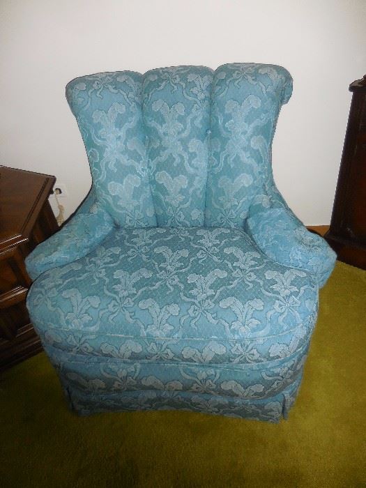 Custom Made Gorgeous..and Comfy Blue Lace/Brocade Relaxed Arm Chair