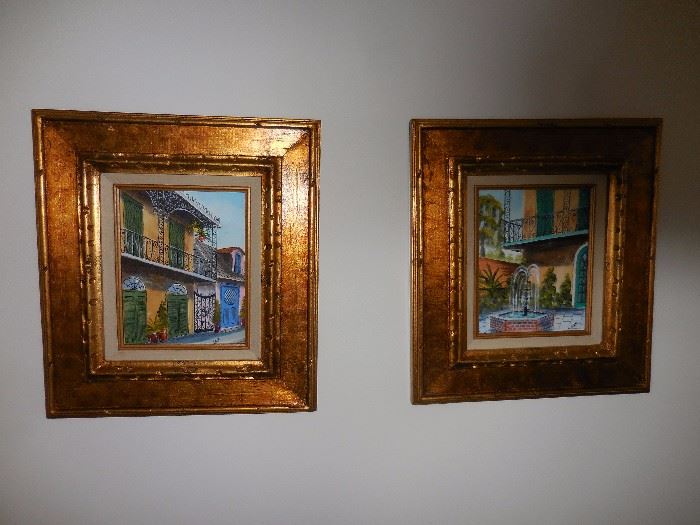 Mid Century Original Oil Paintings, Ornate Frames