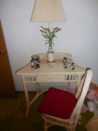 Mid Century Bamboo Desk/Vanity/ Chair