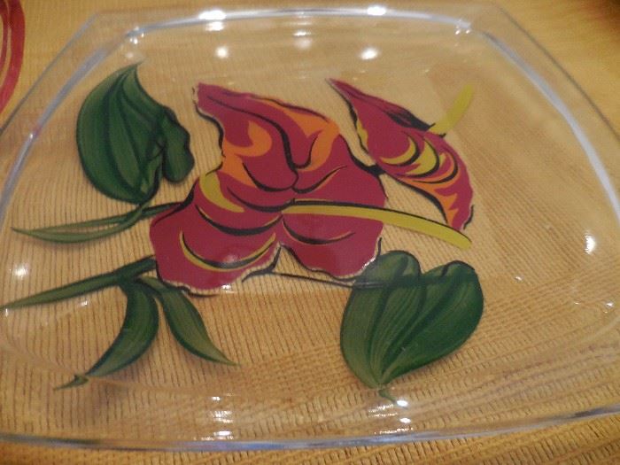 Square Hand Painted Hazel Atlas Luncheon Plate
