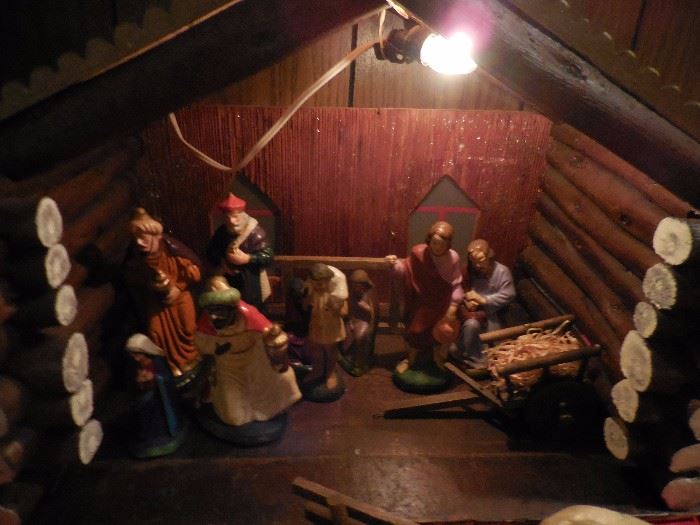 Vintage Nativity Lighted Creche