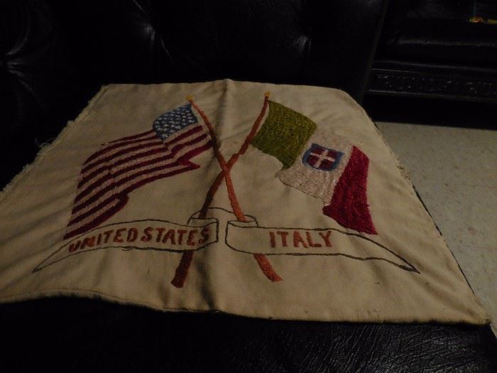 Embroidered USA/Italy  Pillow Cover