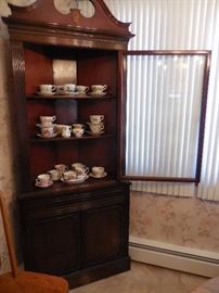 Vintage Mahogany Corner Cabinet/Bottom Has Storage.Tea Cups/ Saucers England Bone China