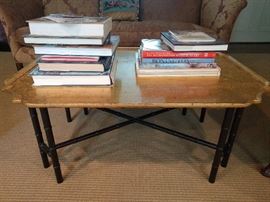 Gold leaf/faux bamboo coffee table, by Kittinger