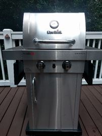 Stainless steel Char-Broil "Commercial" propane outdoor grill.