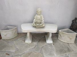 Concrete zen, atop a concrete bench.