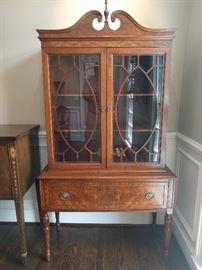 1940's mahogany china hutch, by Landstrom Furniture Co., Rockford, IL., measures 5' 5" T x 3' 2" W x 1' 4" D.