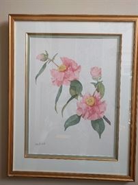 1 0f 4 original watercolors, "Rose", by Wesley G. Hicks; measures 2' 3" x 2' 10".