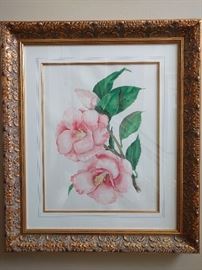 1 0f 4 original watercolors, "Debutante Camellia", signed by Wesley G. Hicks; measures 2' 3" x 2' 10".