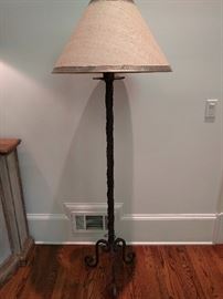 Lonely metal floor lamp, with shade.