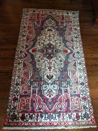Vintage Persian Hamadan rug, hand woven, 100% wool face, measures 3-9 x 7-1.