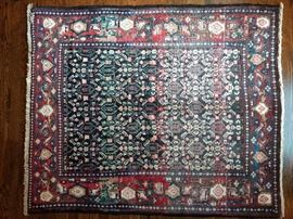 Vintage Persian Viss Karache rug, hand woven, 100% wool face, measures 3-4 x 5-5.