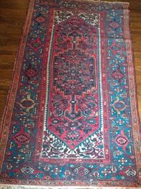 Vintage Persian Hamadan rug, hand woven, 100% wool face, measures 6-5 x 4-3.