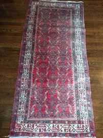 Vintage Persian Herati runner, hand woven, 100% wool face, measures 2-9 x 6.