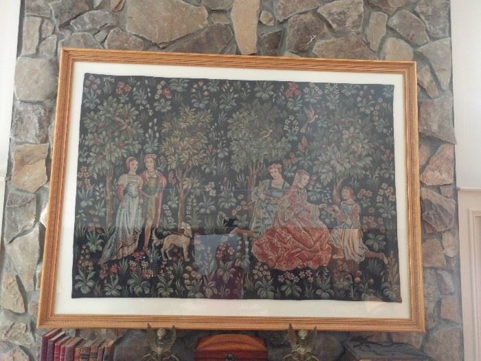 Another HUGE, well-framed French tapestry, 5' wide x 3 1/2' tall.