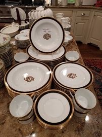 40-piece set of Christian Dior china, "Monogram Black"; retired pattern. Service for 8 at the house, the owner has four more place settings, if interested.