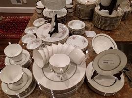 57-Piece set of Oxford bone china, "Lexington" pattern.