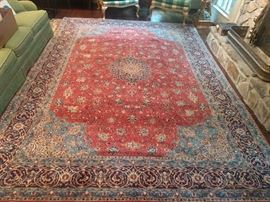 Breathtaking Persian Lilihan Sarouk rug, hand woven, 100% wool face, measures 9.2 x 12.6.