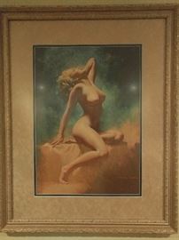 Vintage Marilyn Monroe "Lady in the Light" Lithograph, by Earl Moran 1970, #120, well racked, I mean framed and matted.