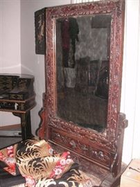 1840s  Carved Wood Chinese Mirror