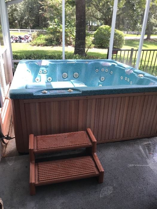 4 person Jacuzzi Tub - Buyer must be able to remove screen and beam from screened in porch and put back up to get the tub out.  Tub is in excellent working condition, Looks good too - Needs a new cover.  Simply hook up the electric and fill with a hose. $200