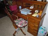 Roll top desk and chair