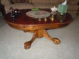 Oak ball and claw foot coffee table
