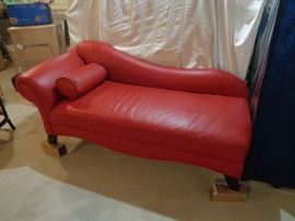 Stunning red leather chaise lounge