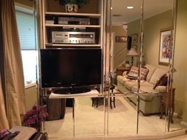 Mis Century Modern Mirrored Entertainment Cabinet (Lots of Storage!)