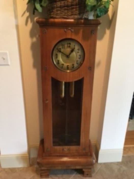 1929 Gustav Becker Grandfather Clock in beautiful Art Deco style