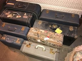 Antique and new suitcases