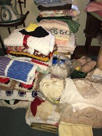 Collection of Afgans and supplies for making them