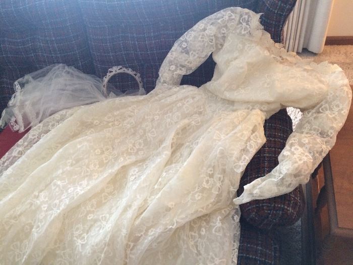 1960's wedding dress and veil