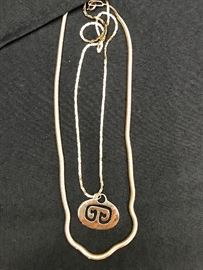 Two 14K Gold Necklaces one with Pendant 