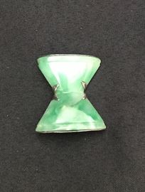 Large Jade and Sterling Pin