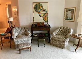 Overstuffed Chairs and Matching Footstool