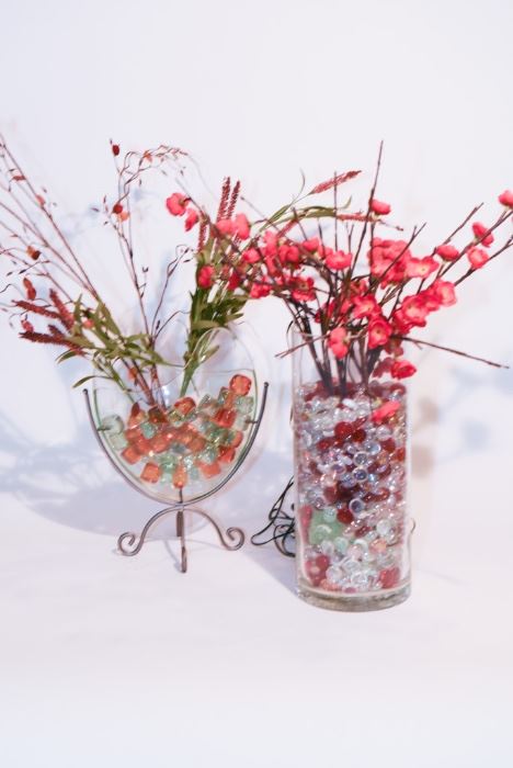 GLASS AND FLORAL DECOR FROM PIER ONE