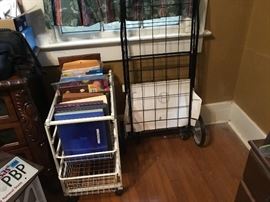 Rolling file cart with folders, envelopes and other file supplies.