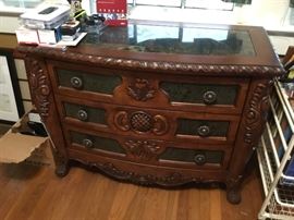 Three drawer chest with marble inset on top. This is a wonderful piece!