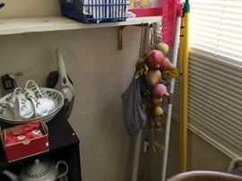 Cleaning too,s, clothespin bag & plastic fruit strand