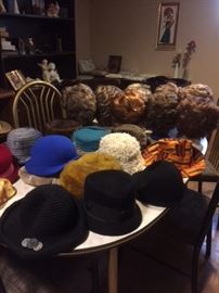 Hats, hat boxes and wigs