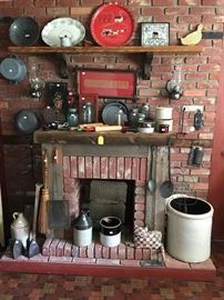 One of two removable fireplaces.  Great decorator item.  Lots of great smalls:  early lighting, stoneware, and just interesting pieces. 