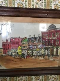 Ernie Humbert watercolor of early Broad Street.