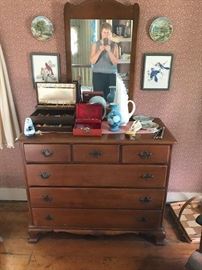 Nice size maple dresser in Chippendale style and more smalls.