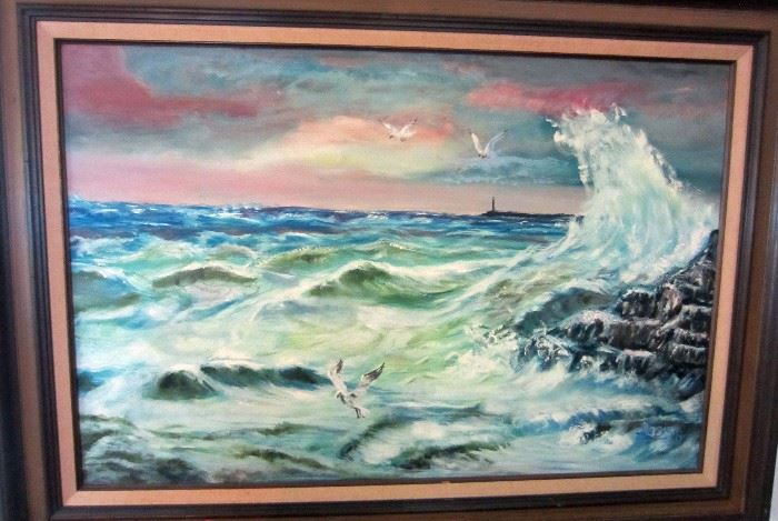 Large seascape oil painting