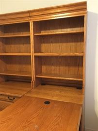 Great Oak 2-Sided Desk w/ Bookcases and Built-in File Drawers